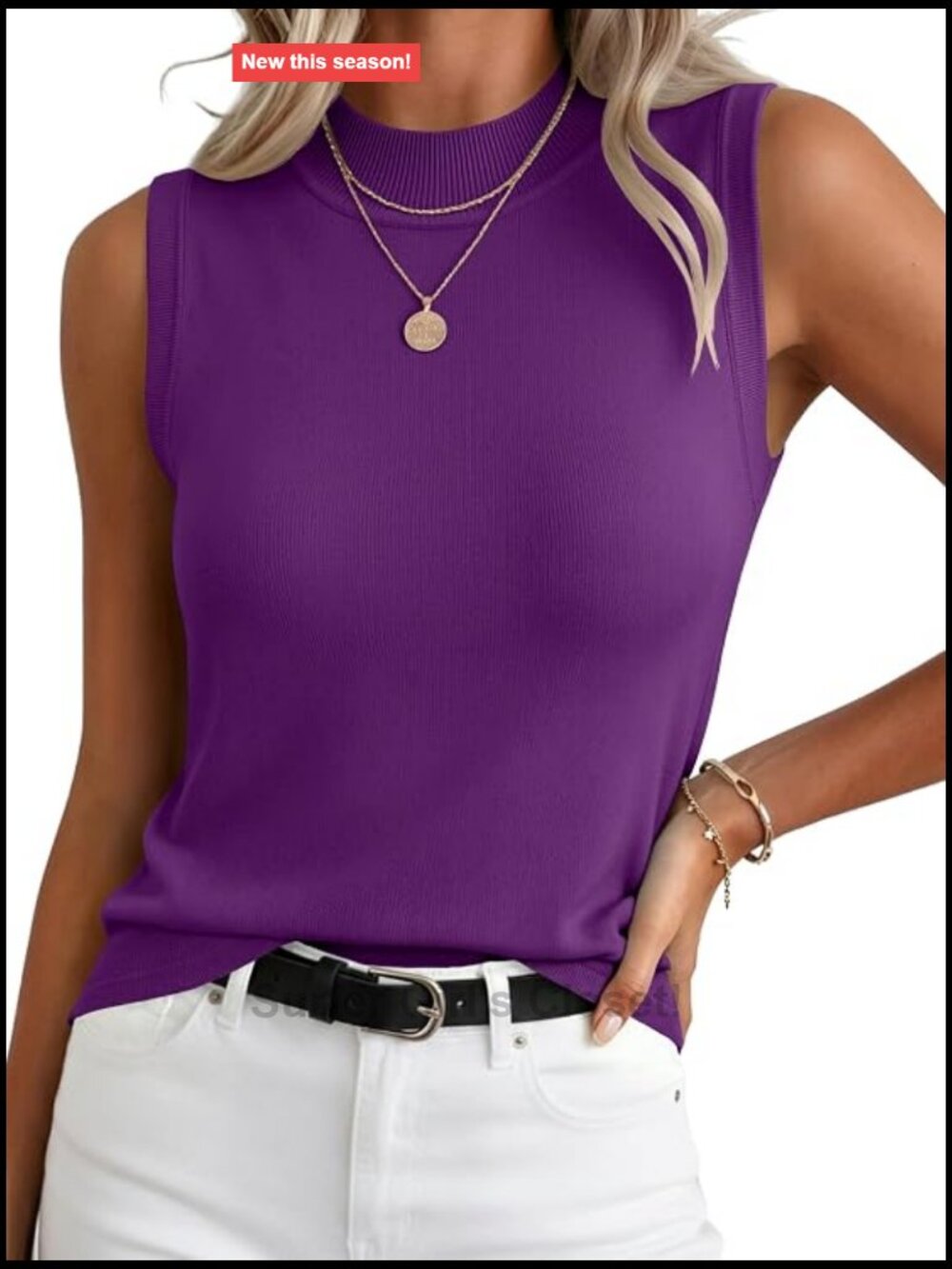 Sleeveless Turtleneck Sweater Tank Top Women's Business Casual Mock Neck Vest